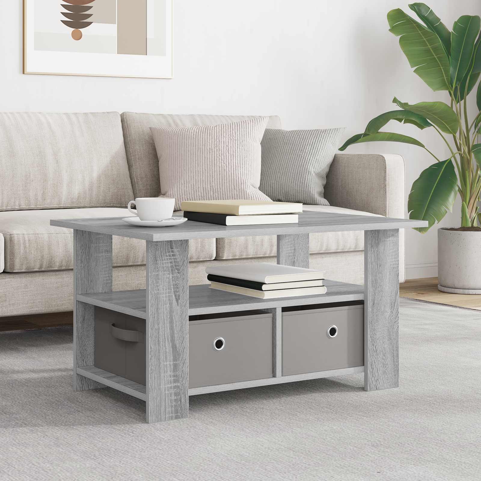 vidaXL Masă de cafea Gri Sonoma 77 x 55 x 42 cm Lemn compozit