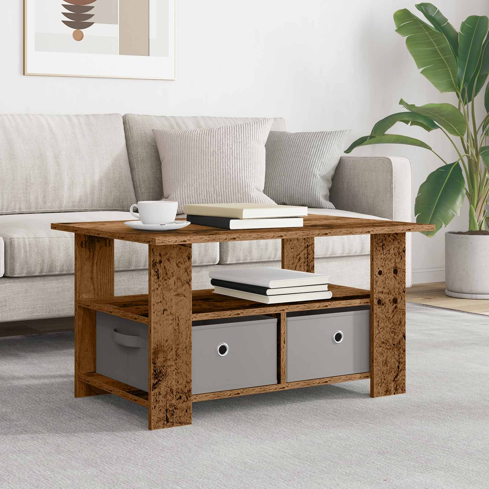 vidaXL Masă de cafea Lemn vechi 77 x 55 x 42 cm Lemn compozit
