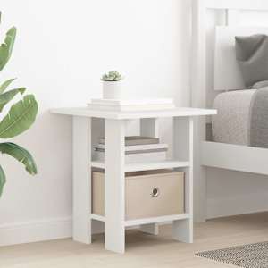 Nočna omarica s predalom Bela 41 x 40 x 45 cm Konstruiran les