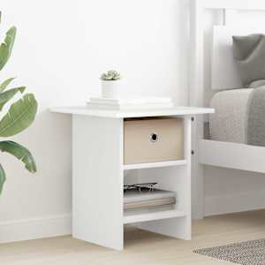 Nočna omarica s predalom Bela 41 x 40 x 45 cm Konstruiran les