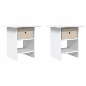 Noční stolek 2 pcs Bílá 41 x 40 x 45 cm kompozitní dřevo - obrázek 2
