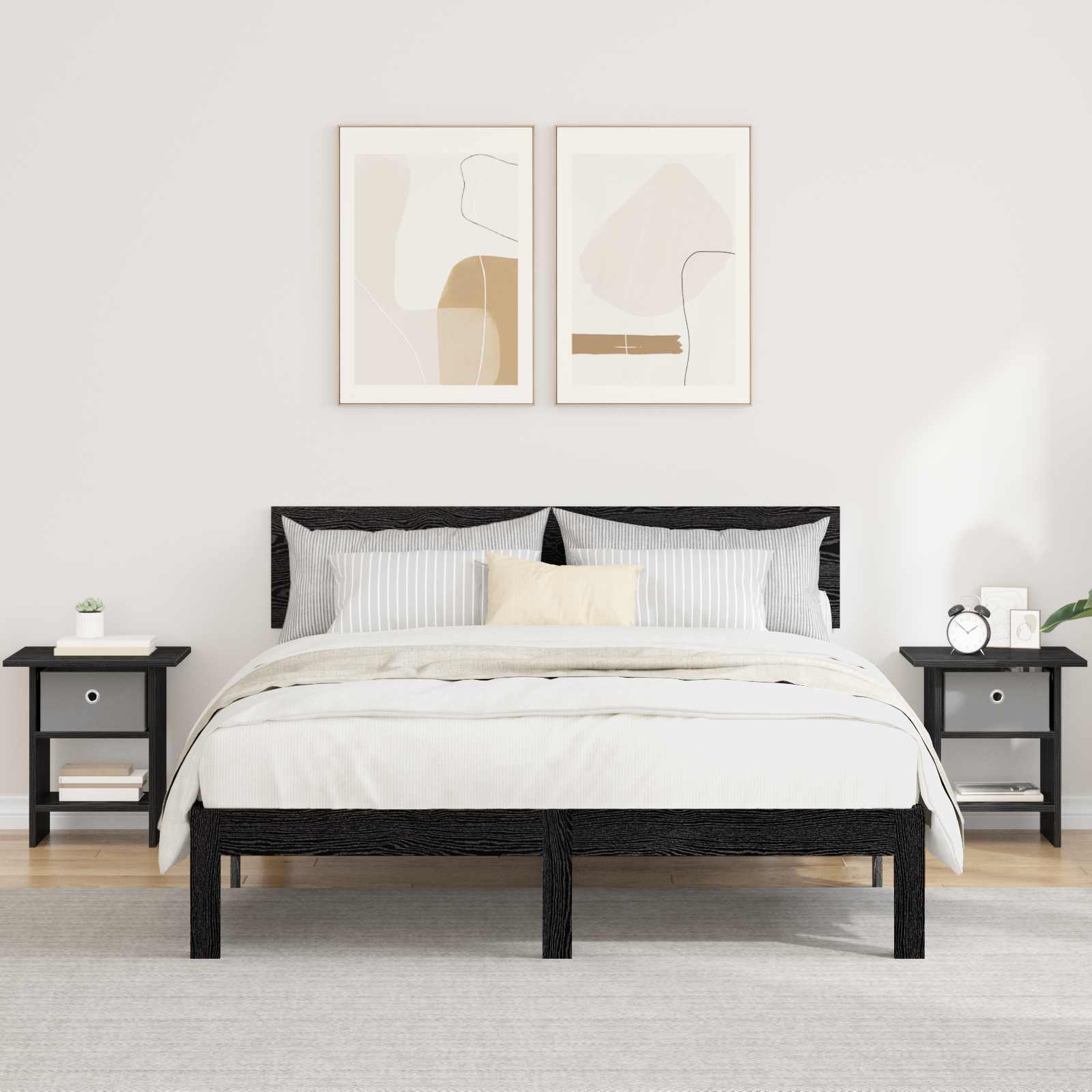 vidaXL Noptieră 2 pcs Stejar Negru 41 x 40 x 45 cm Lemn compozit