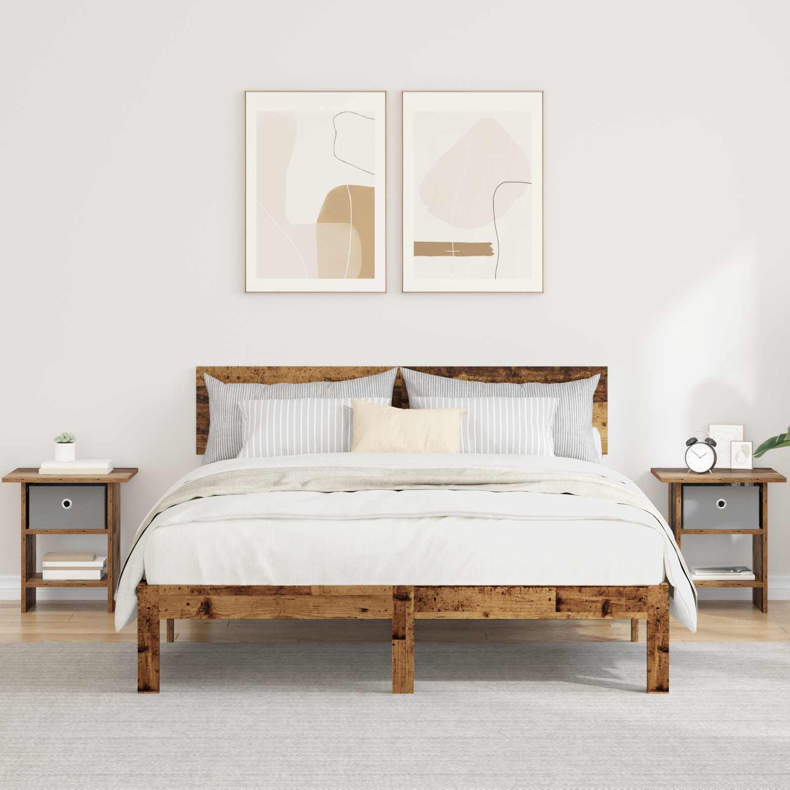 vidaXL Noptieră 2 pcs Lemn vechi 41 x 40 x 45 cm Lemn compozit