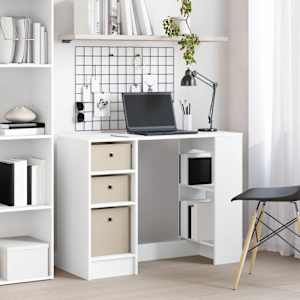 Miza s predalom s polico Bela 100 x 40 x 75 cm Konstruiran les