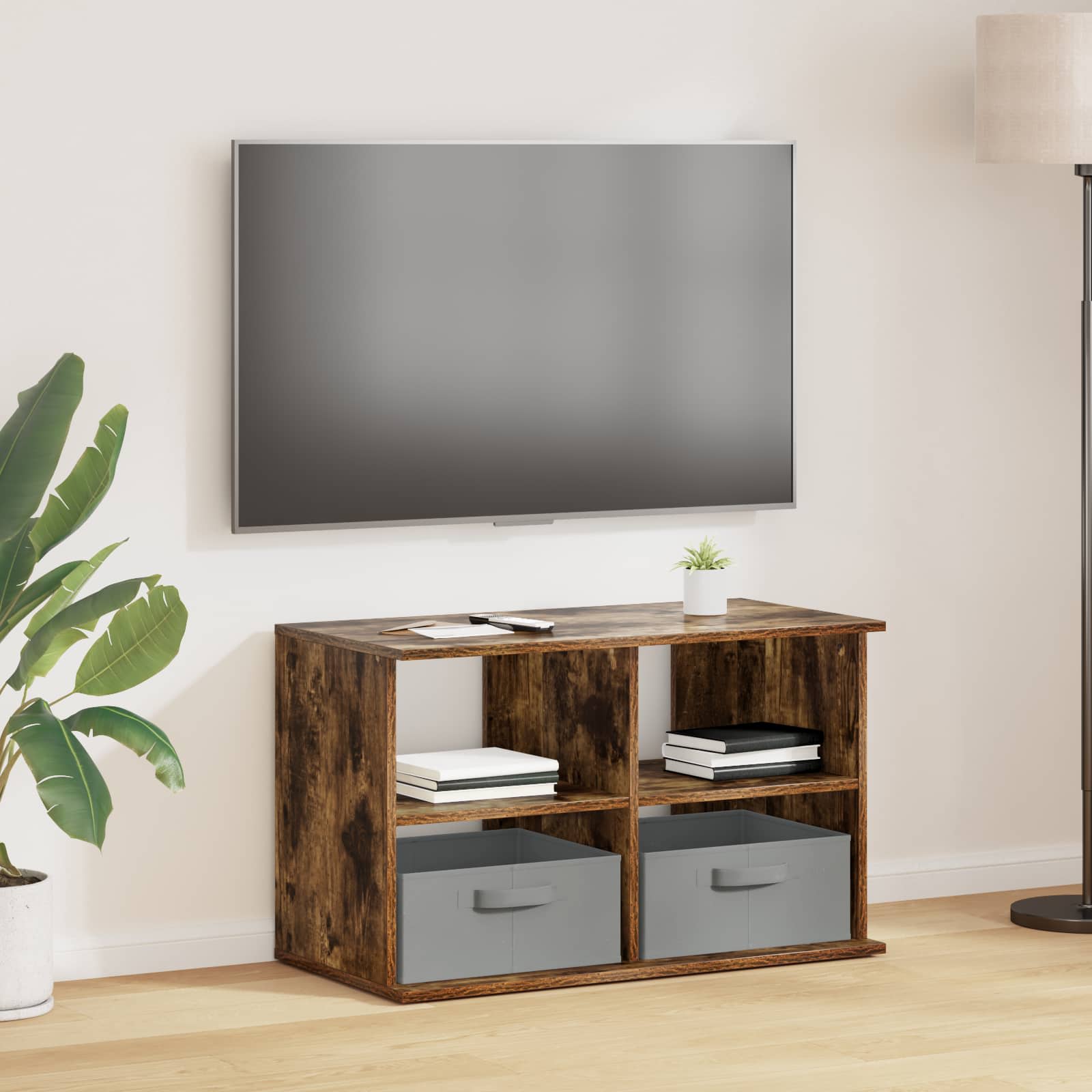 vidaXL Suport pentru TV cu sertar Stejar fumuriu 79 x 40 x 48 cm