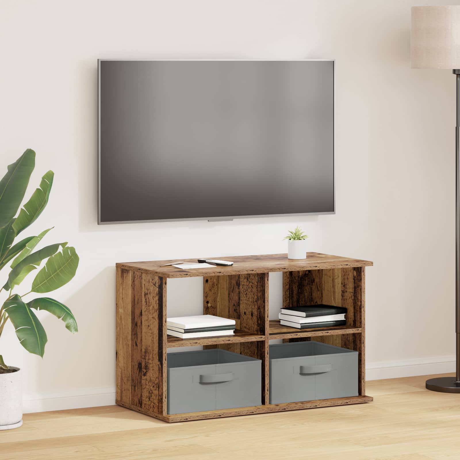 vidaXL Suport pentru TV cu sertar Lemn vechi 79 x 40 x 48 cm