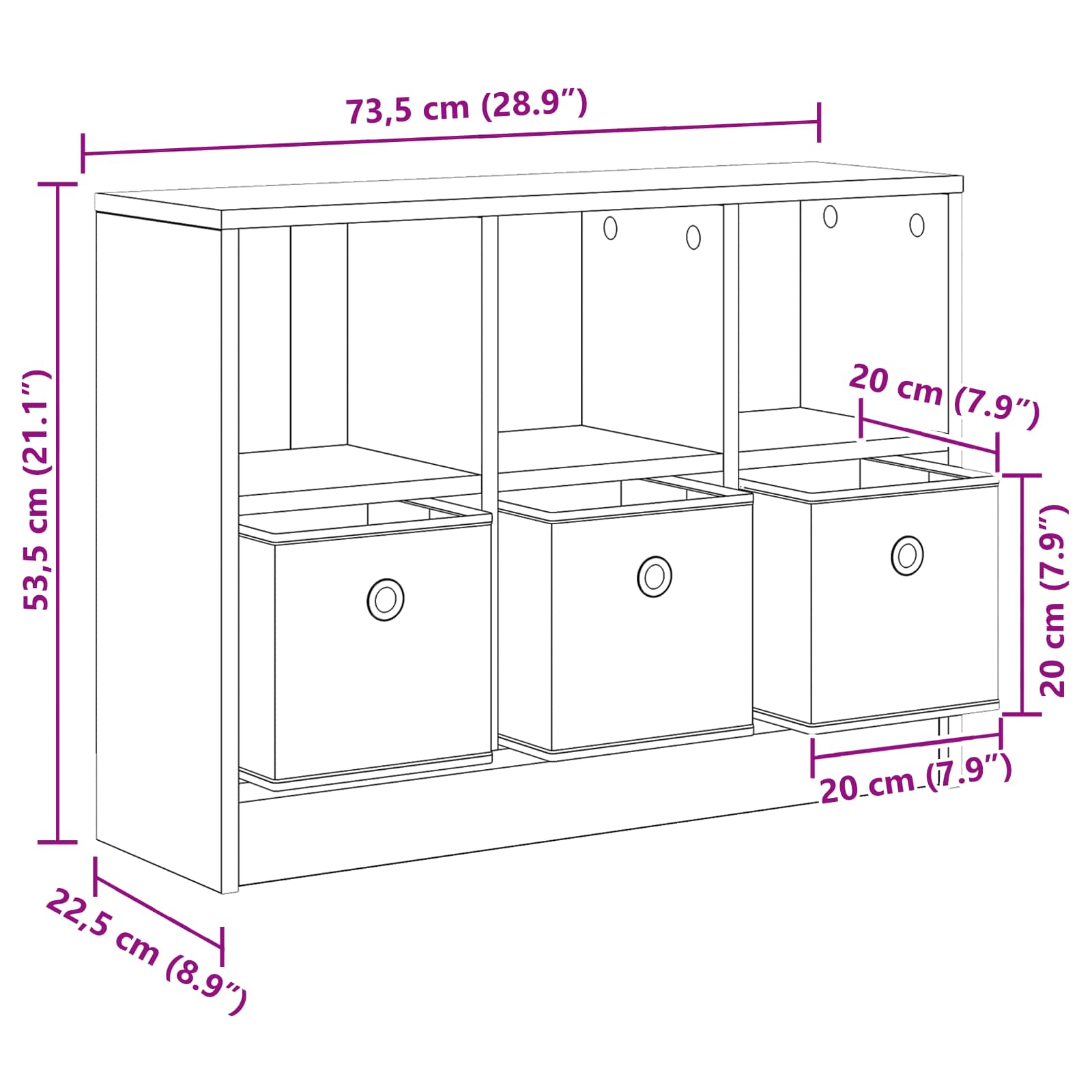 Servírovací skříň se zásuvkou Kouřový dub 73,5 x 22,5 x 53,5 cm - obrázek 12