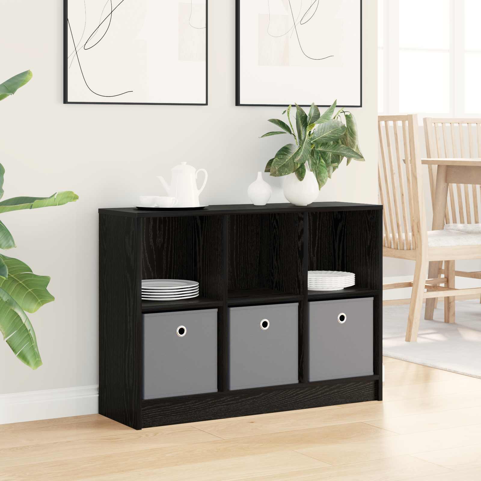 vidaXL Bufet cu sertar Stejar Negru 88,5 x 27,5 x 63,5 cm