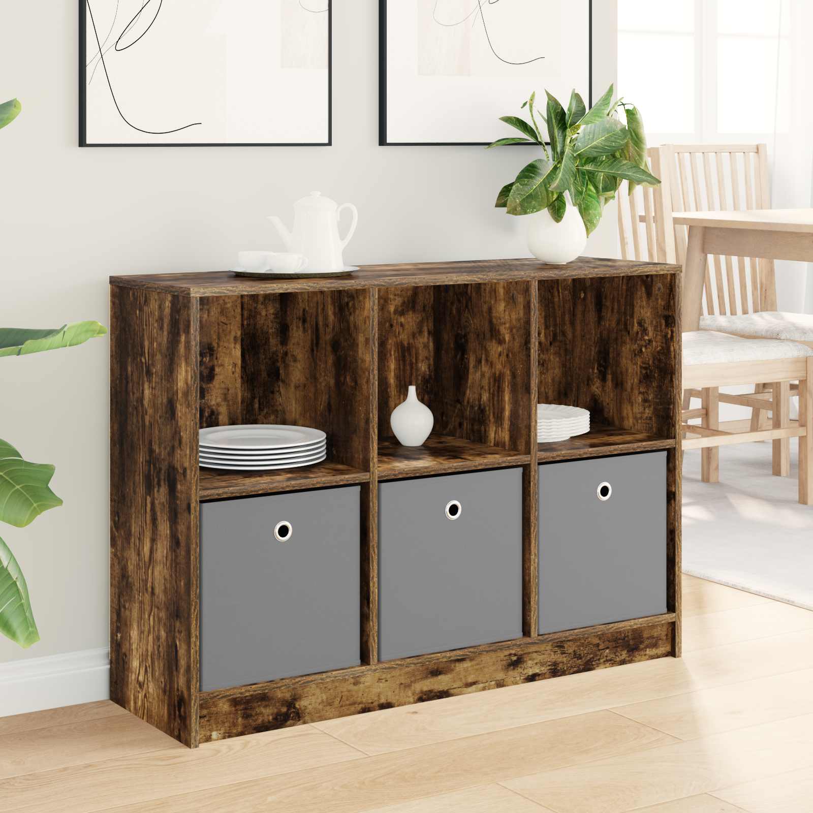 vidaXL Bufet cu sertar Stejar fumuriu 102 x 32 x 73,5 cm