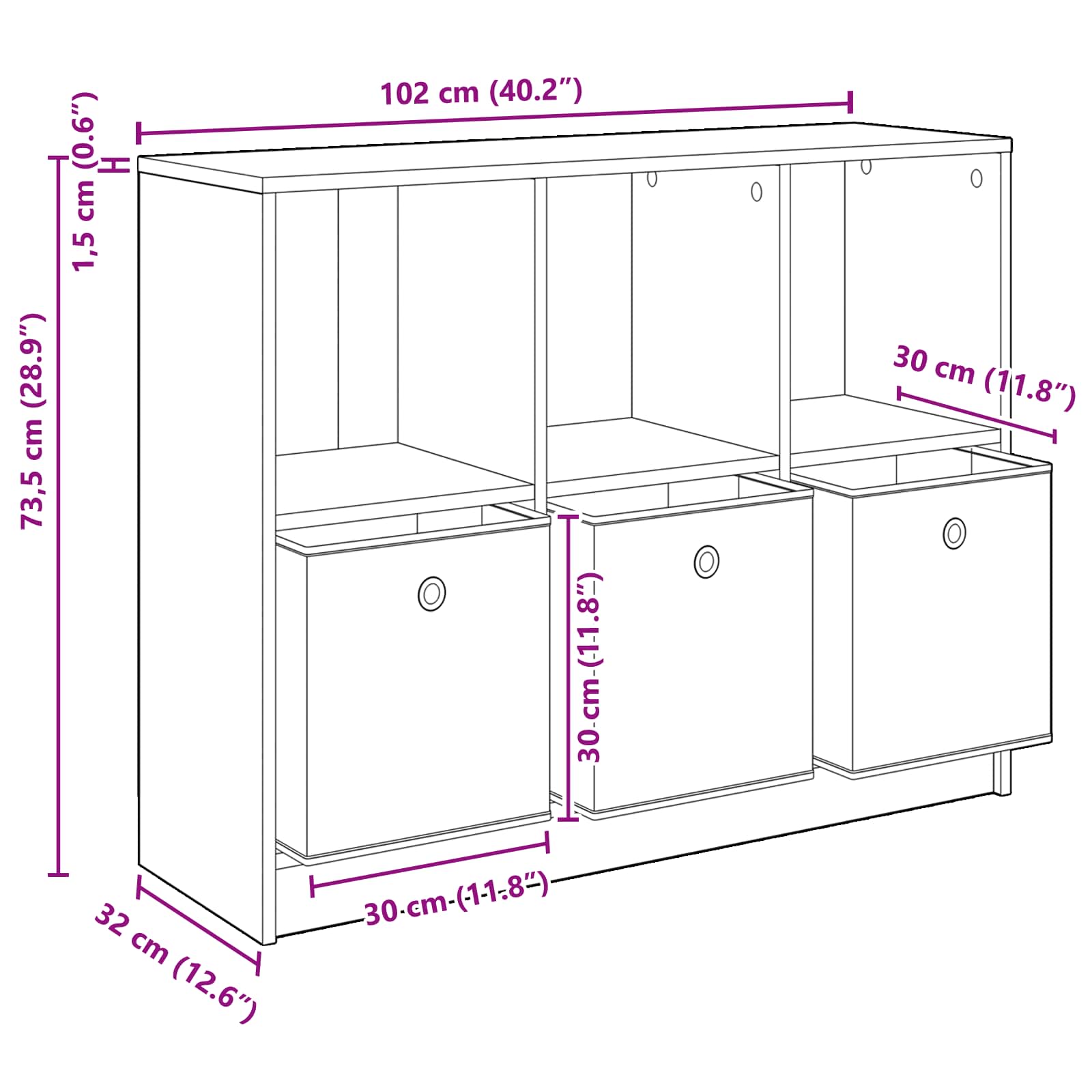 Servírovací skříň se zásuvkou Šedá Sonoma 102 x 32 x 73,5 cm - obrázek 12