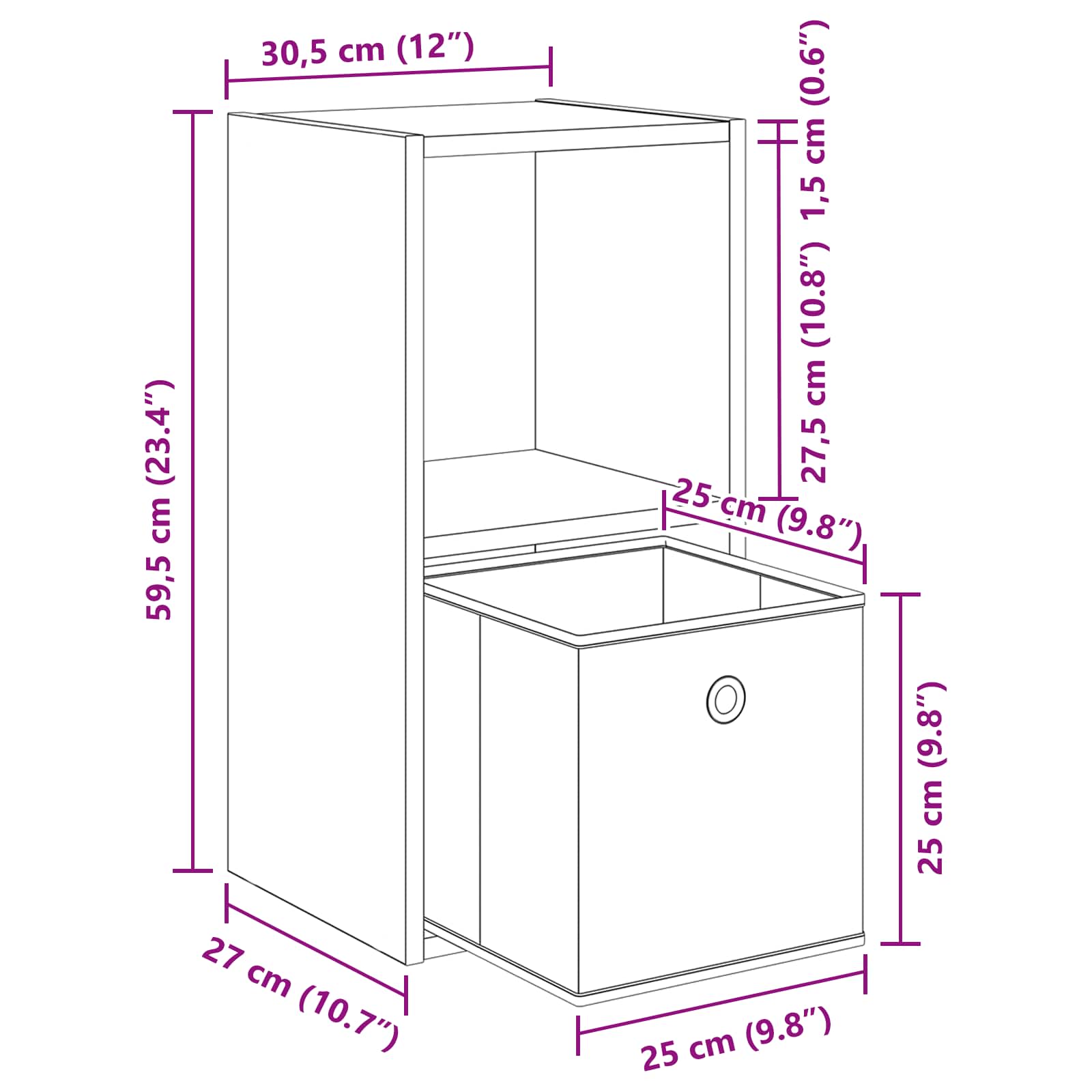 Nočna omarica Dimljeni oreh 30,5 x 27 x 59,5 cm Konstruiran les - slika 13