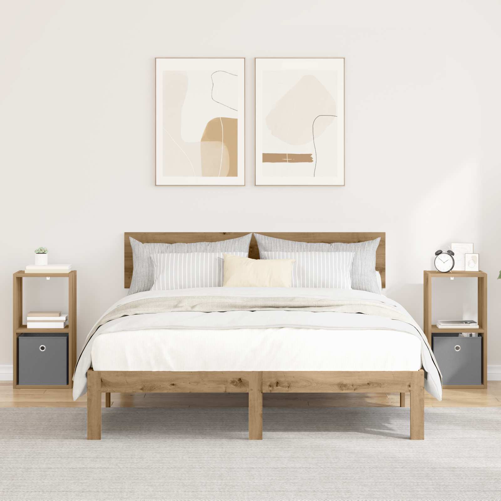 vidaXL Noptieră cu sertar 2 pcs Stejar Artizanal 30,5 x 27 x 59,5 cm