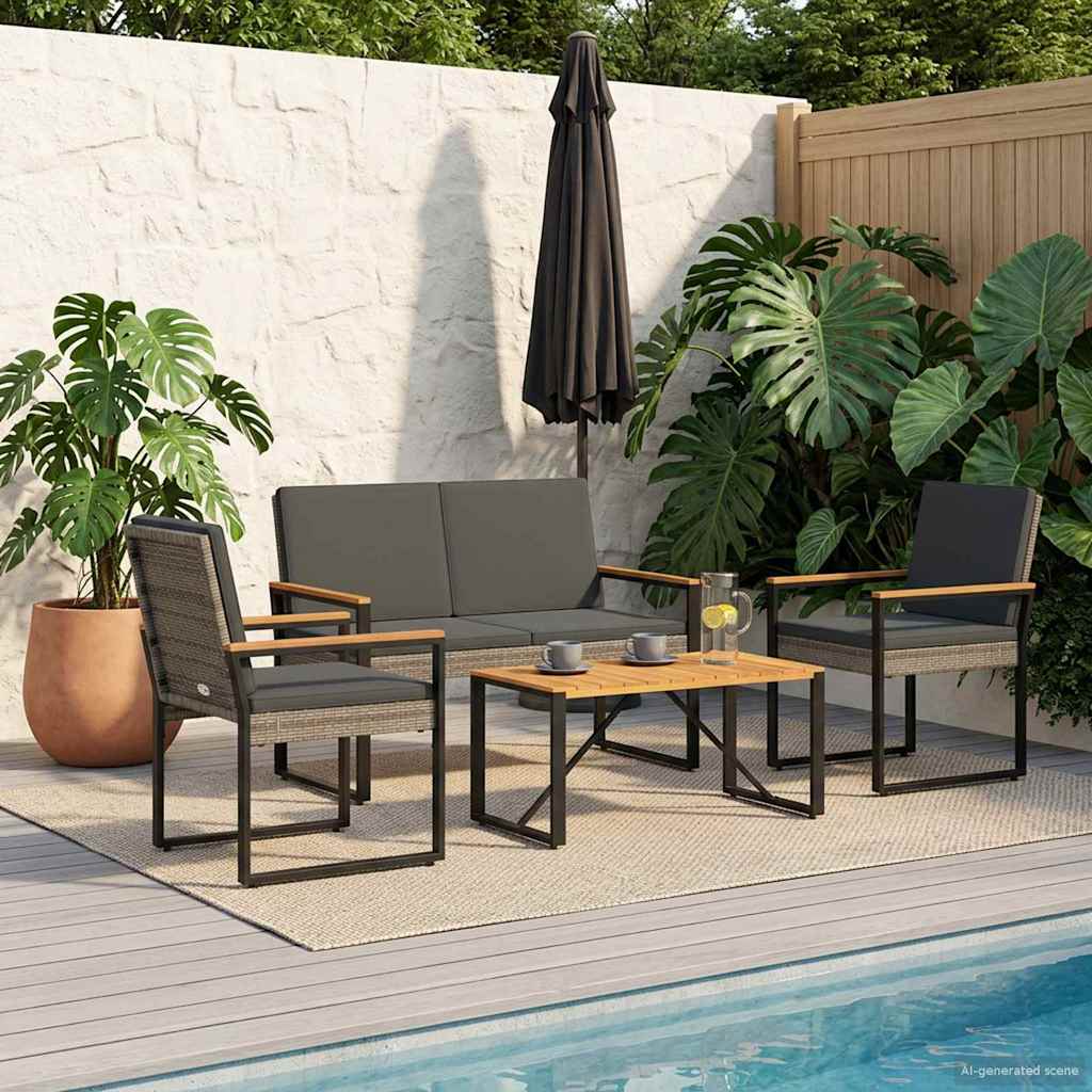 vidaXL Set de Mobilier pentru Exterior 4 pcs Gri și gri închis