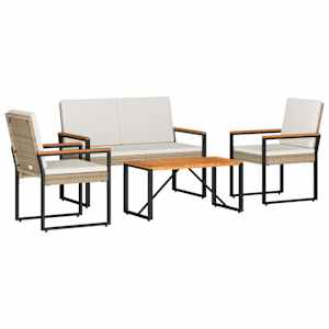 Sada venkovního nábytku 4 pcs Beige a krémová bílá polyratan - obrázek 2
