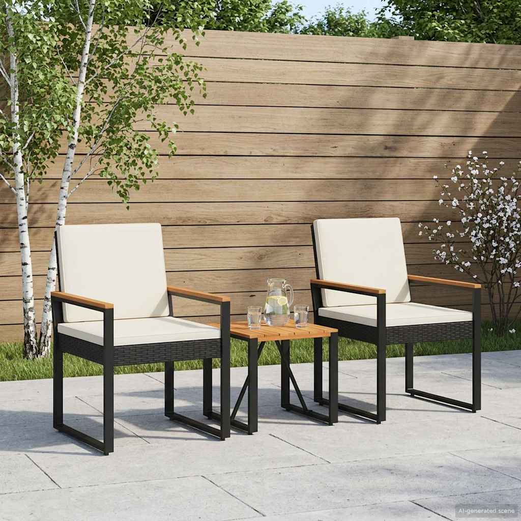 vidaXL Set de Mobilier pentru Exterior 3 pcs Negru și Alb crem