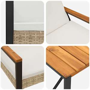 Sada venkovního nábytku 3 pcs Beige a krémová bílá polyratan - obrázek 8