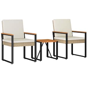 Sada venkovního nábytku 3 pcs Beige a krémová bílá polyratan - obrázek 2