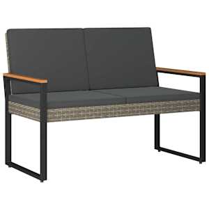 Venkovní lavice Šedá a tmavě šedá 107 x 61 x 80 cm polyratan - obrázek 2