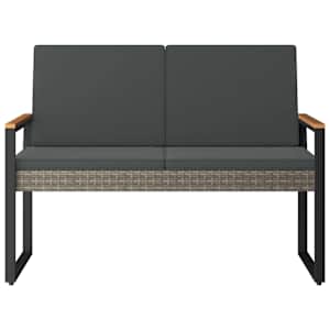 Venkovní lavice Šedá a tmavě šedá 107 x 61 x 80 cm polyratan - obrázek 5