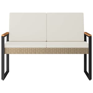 Venkovní lavice Beige a krémová bílá 107 x 61 x 80 cm polyratan - obrázek 5