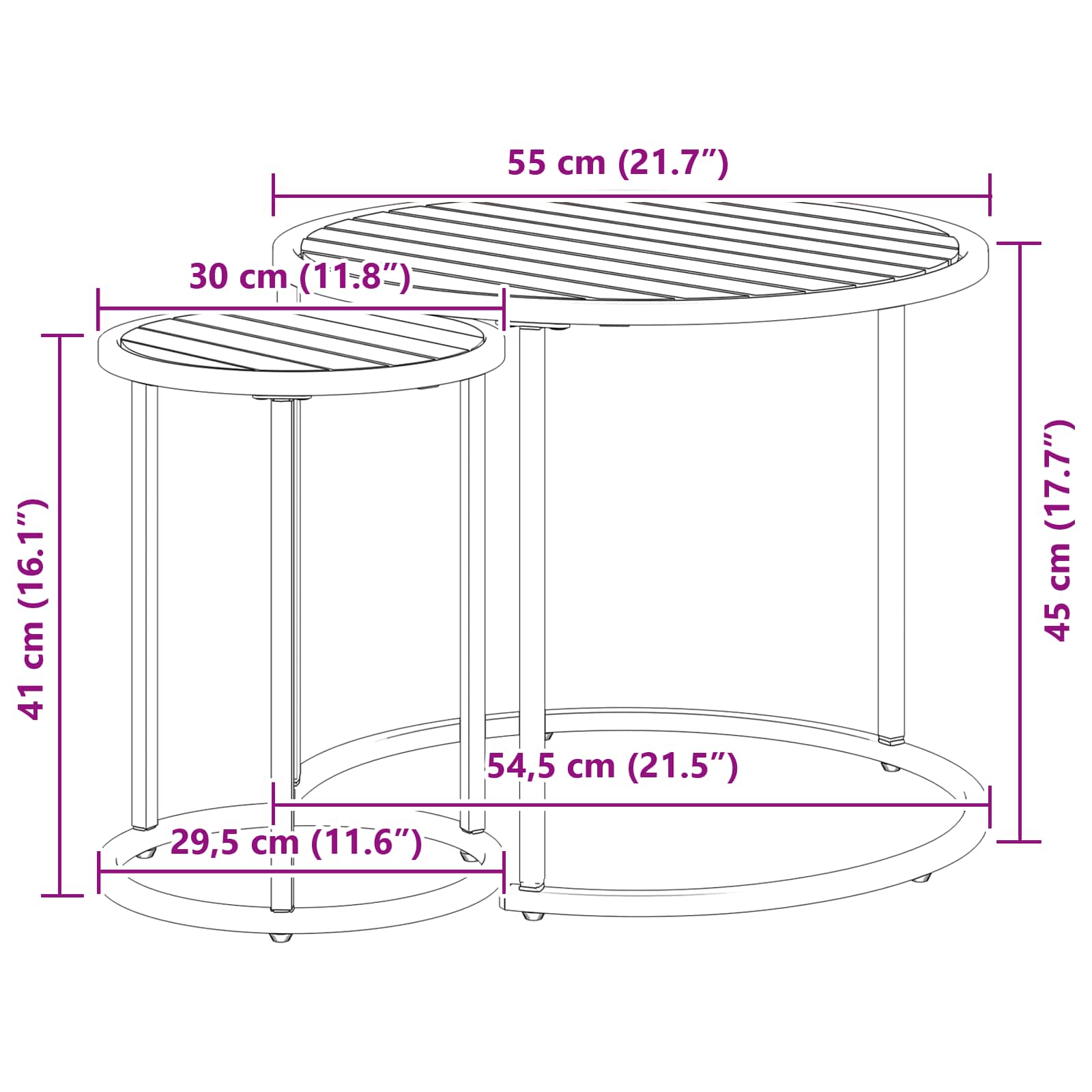 Koffietafel Set 2 pcs Naturel en Zwart Massief Acaciahout image 12