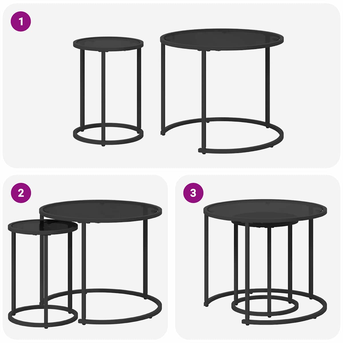 Kaffebord Sæt 2 stk. 55 x 55 x 45 cm stål - Billede 11