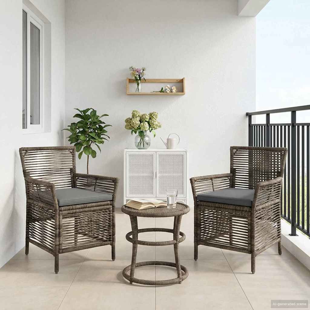 vidaXL Scaun pentru exterior 2 pcs Gri și gri închis poliratan