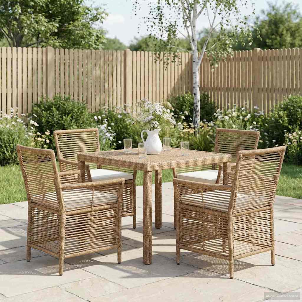 vidaXL Udestol 4 stk. Beige og creme polyrattan