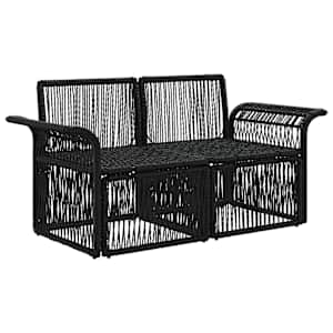 Zahradní sofa 2-Počet míst Černá polyratan - obrázek 3