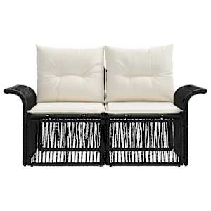 Zahradní sofa 2-Počet míst Černá polyratan - obrázek 4