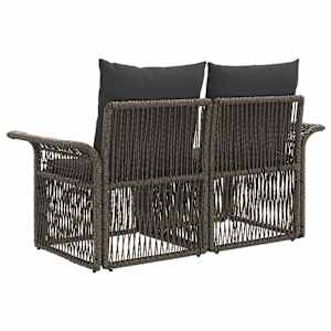 Zahradní sofa 2-Počet míst Šedá polyratan - obrázek 6