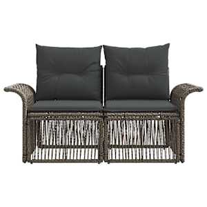 Zahradní sofa 2-Počet míst Šedá polyratan - obrázek 4