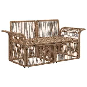 Zahradní sofa 2-Počet míst Béžová polyratan - obrázek 3