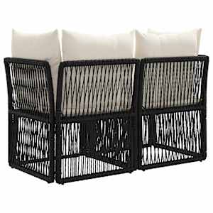 Zahradní sofa 2-Počet míst Černá polyratan - obrázek 6