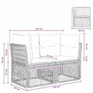 Zahradní sofa 2-Počet míst Černá polyratan - obrázek 9