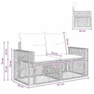 Zahradní sofa 2-Počet míst Béžová polyratan - obrázek 9