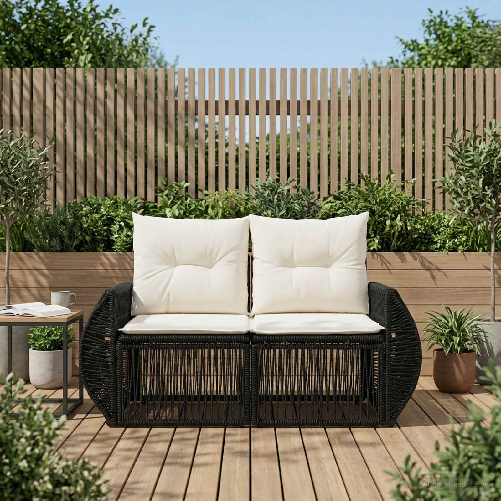 vidaXL Havemøbelsofa 2-Antal sæder Sort polyrattan