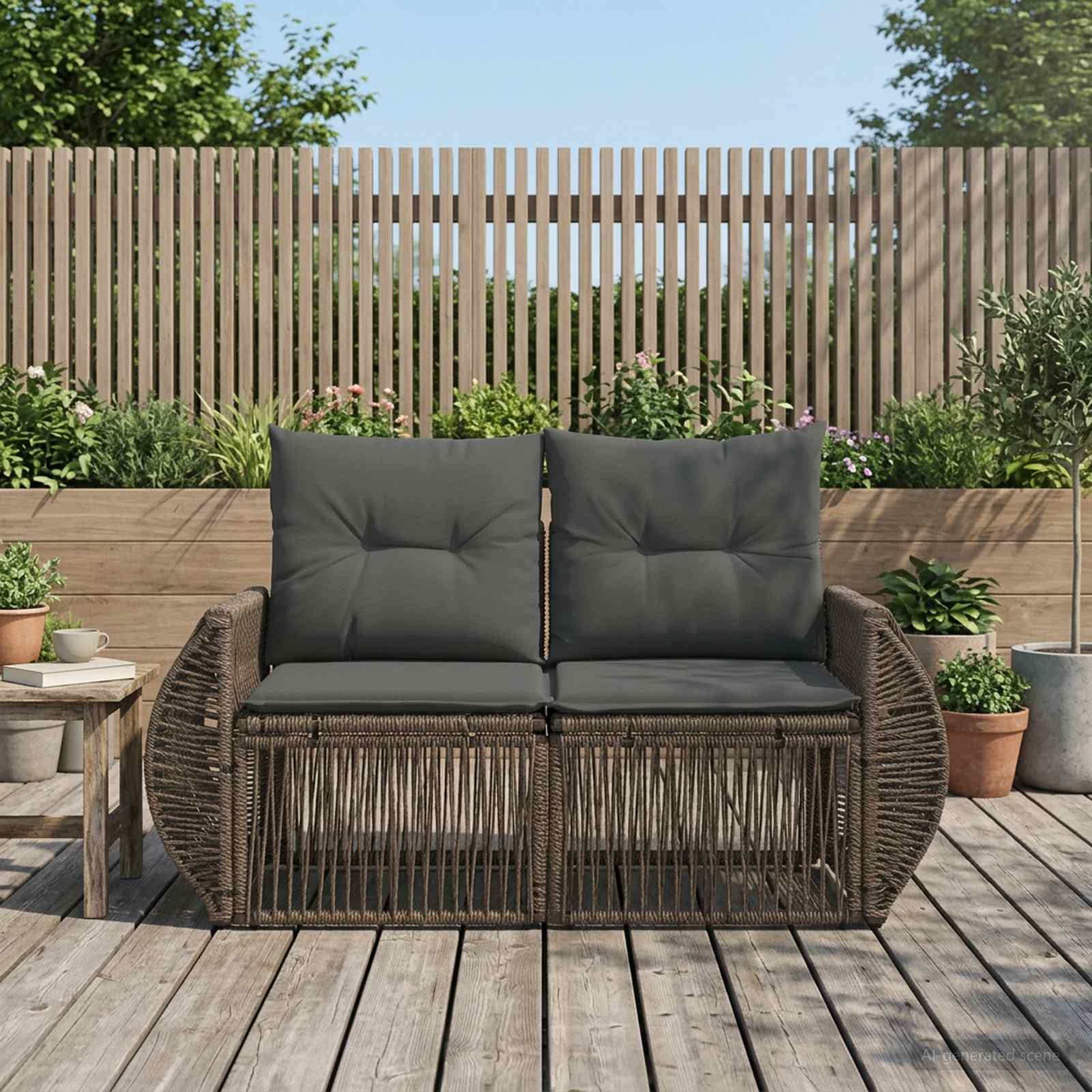 vidaXL Havemøbelsofa 2-Antal sæder Grå polyrattan