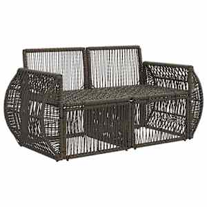 Zahradní sofa 2-Počet míst Šedá polyratan - obrázek 3