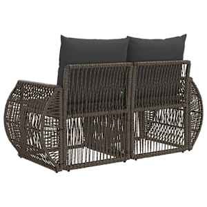 Zahradní sofa 2-Počet míst Šedá polyratan - obrázek 6