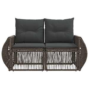 Zahradní sofa 2-Počet míst Šedá polyratan - obrázek 4