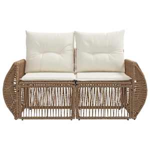 Zahradní sofa 2-Počet míst Béžová polyratan - obrázek 4
