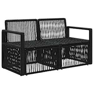 Zahradní sofa 2-Počet míst Černá polyratan - obrázek 3