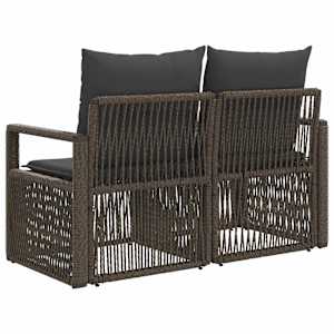 Zahradní sofa 2-Počet míst Šedá polyratan - obrázek 6