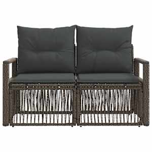Zahradní sofa 2-Počet míst Šedá polyratan - obrázek 4
