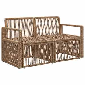 Zahradní sofa 2-Počet míst Béžová polyratan - obrázek 3