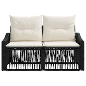 Zahradní sofa 2-Počet míst Černá polyratan - obrázek 4