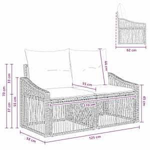 Zahradní sofa 2-Počet míst Černá polyratan - obrázek 9