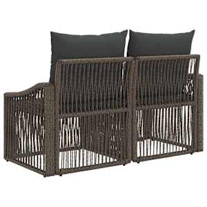 Zahradní sofa 2-Počet míst Šedá polyratan - obrázek 6