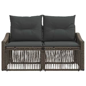 Zahradní sofa 2-Počet míst Šedá polyratan - obrázek 4